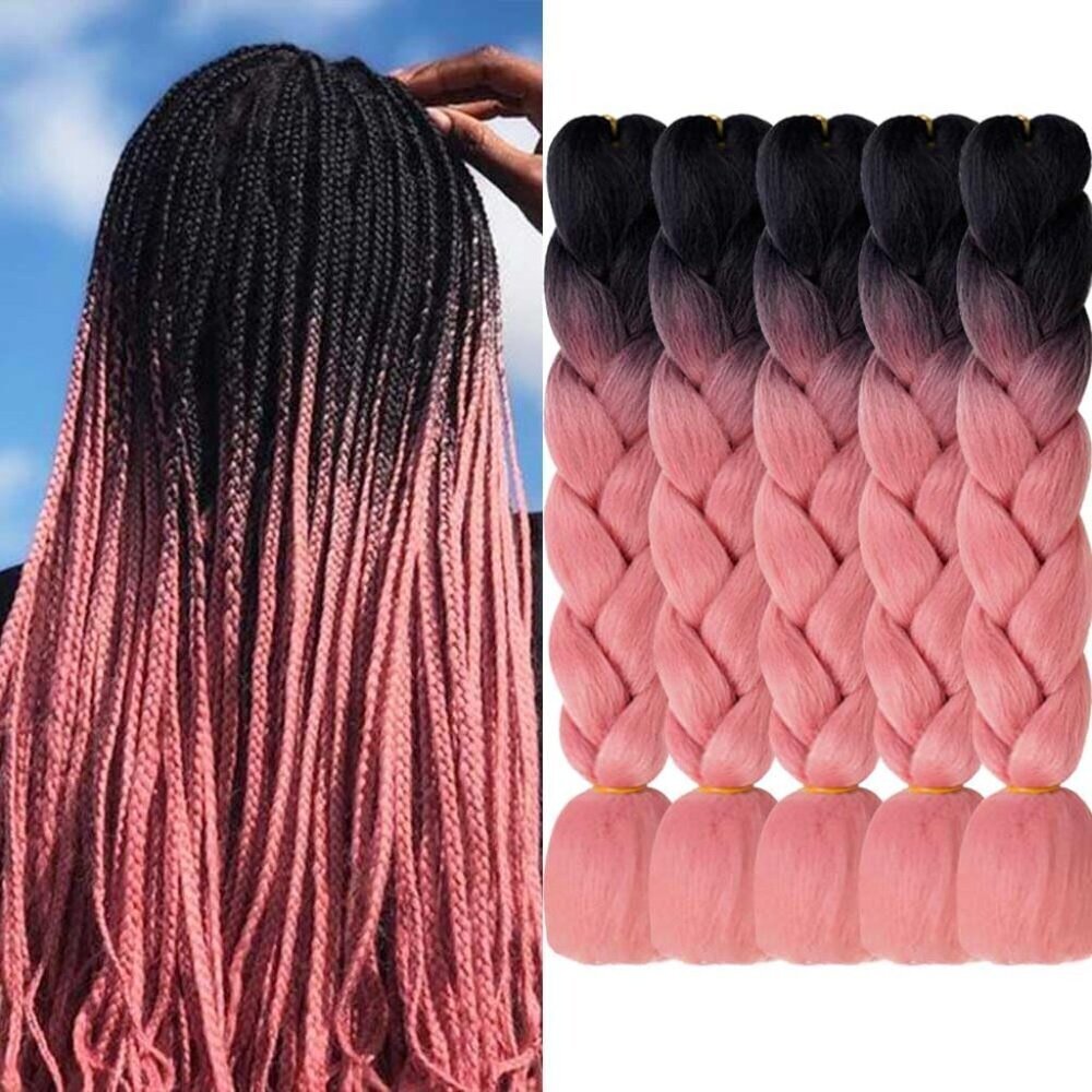 Ombre Braiding Hair Synthetic 24 Inch 2 Tones For Women Twist Crochet Extensions